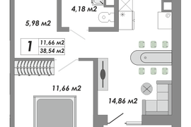 Продается 1-комн квартира, 39 м²